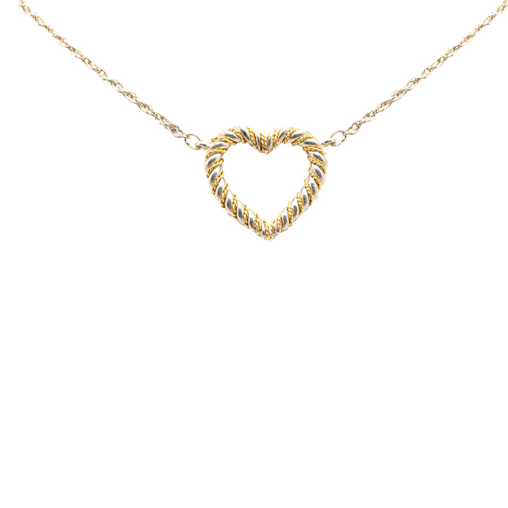 Sterling Silver and 18K Twisted Heart Pendant Necklace Silver - Gaby Paris