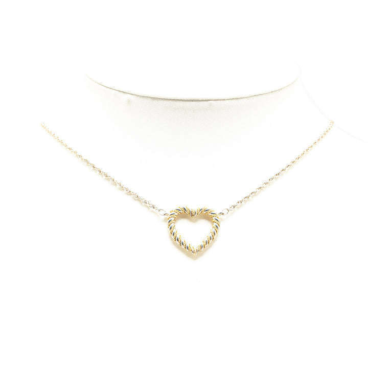 Sterling Silver and 18K Twisted Heart Pendant Necklace Silver - Gaby Paris