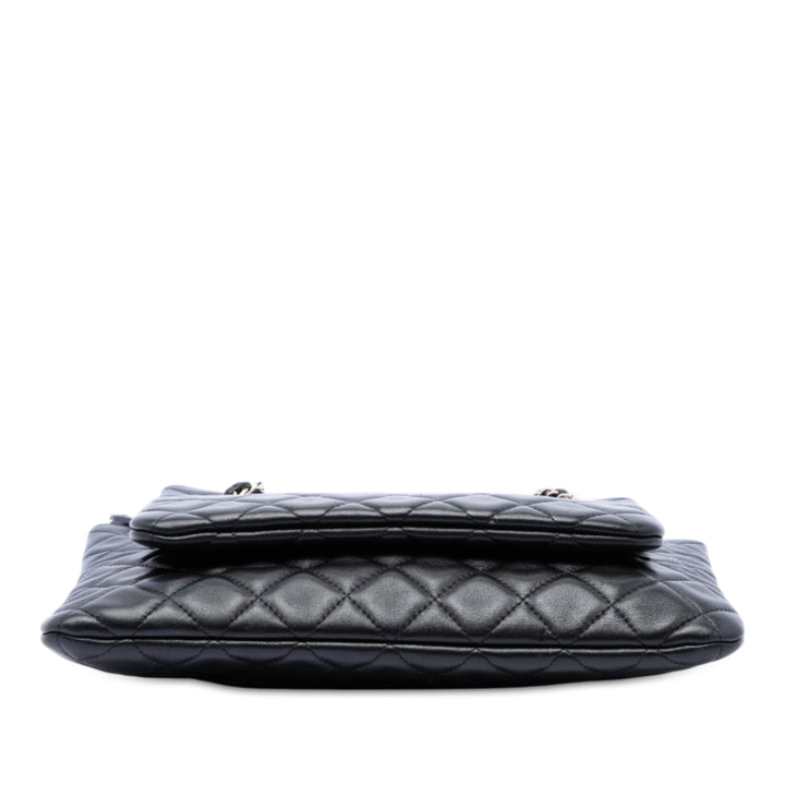 CC Matelassé Double Zippé Sac Cuir d'agneau Noir