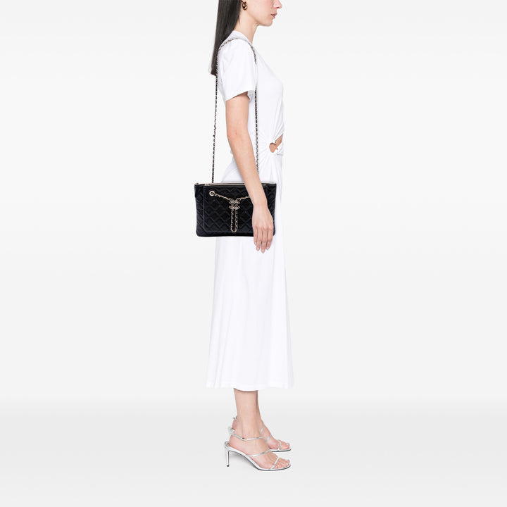 CC Matelassé Double Zippé Sac Cuir d'agneau Noir