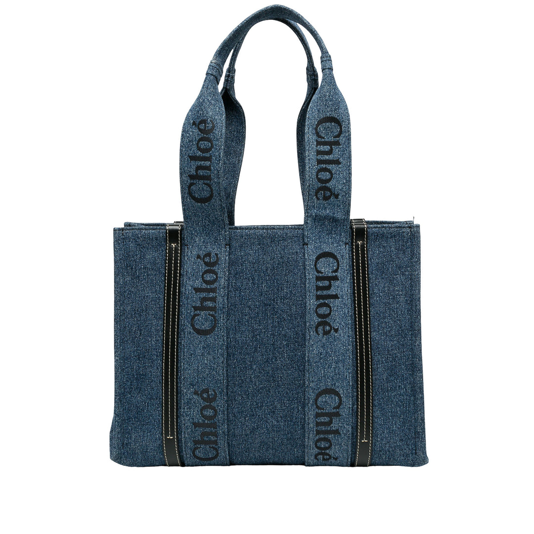 Chloé Cabas Woody Jean Moyen Bleu – vue principale – GABY PARIS