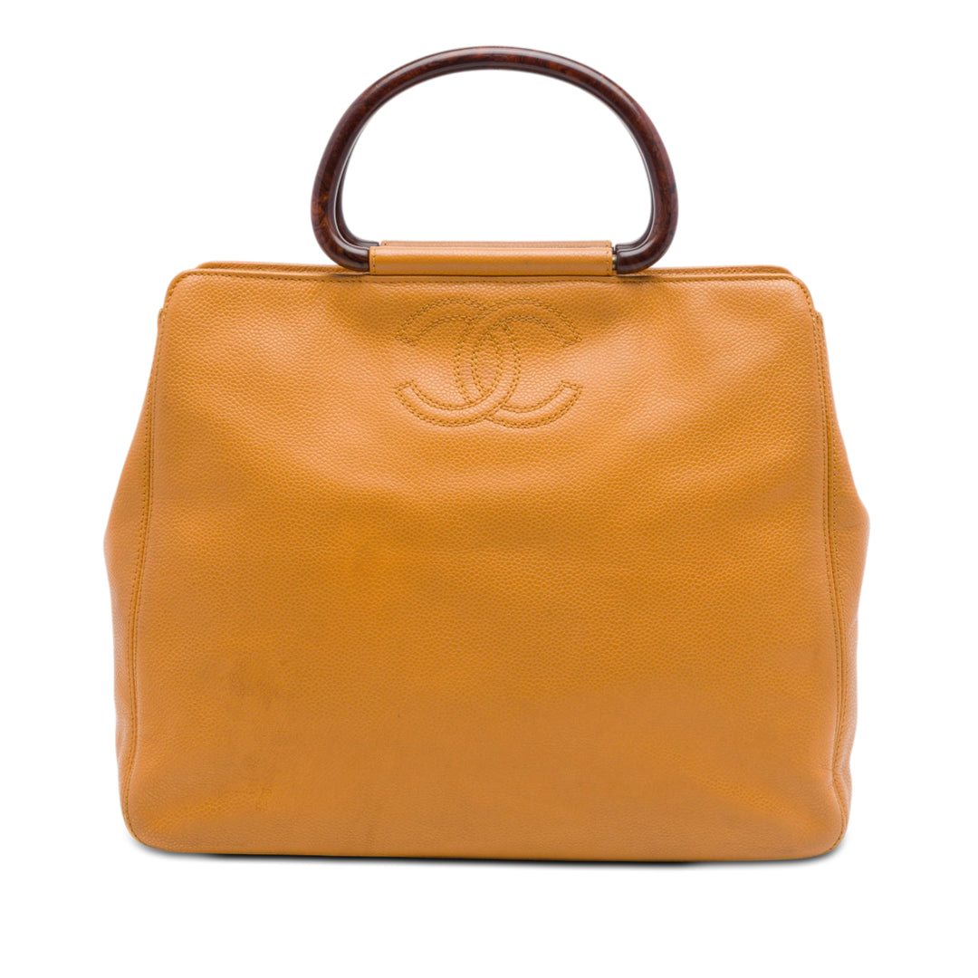 Chanel CC Caviar Wood anse supérieure Cabas