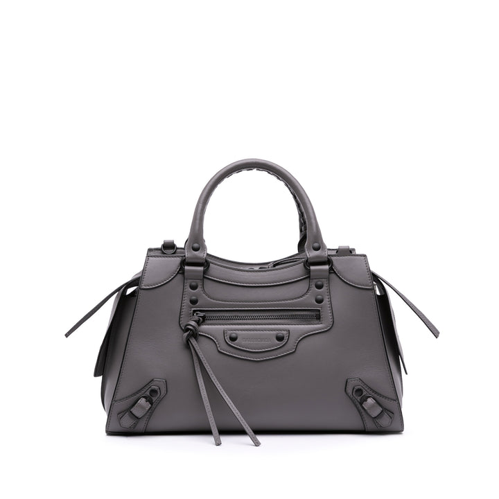 Balenciaga Small Smooth Cuir de veau Motocross Neo Classic City Sac cartable Gris
