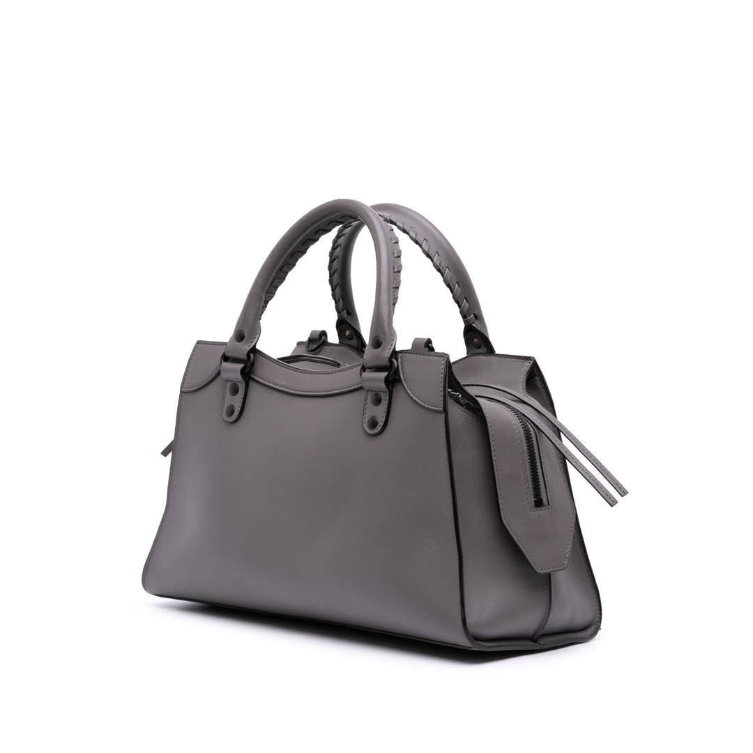 Balenciaga Small Smooth Cuir de veau Motocross Neo Classic City Sac cartable Gris