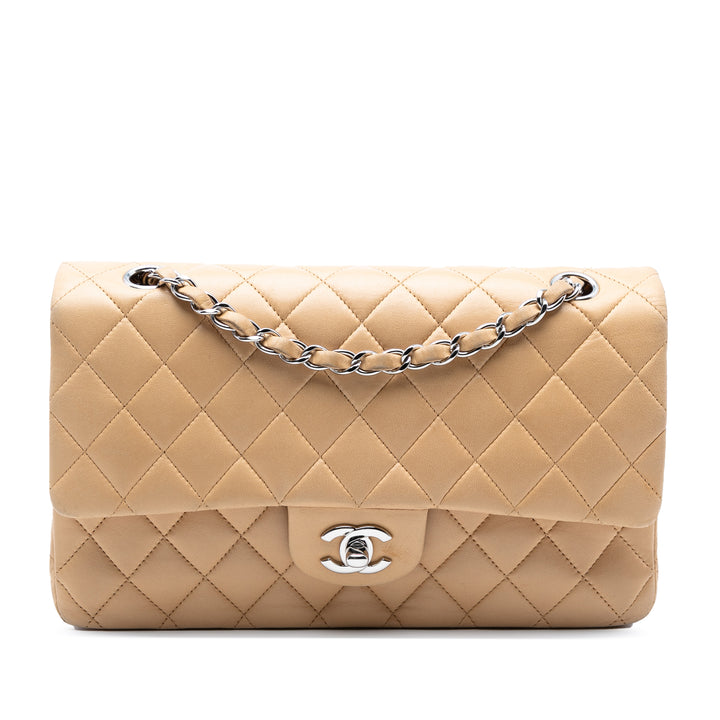 Chanel Medium Classic Cuir d’agneau Double rabat Marron