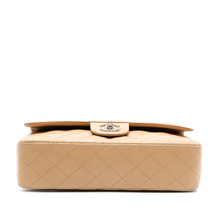 Chanel Medium Classic Cuir d’agneau Double rabat Marron