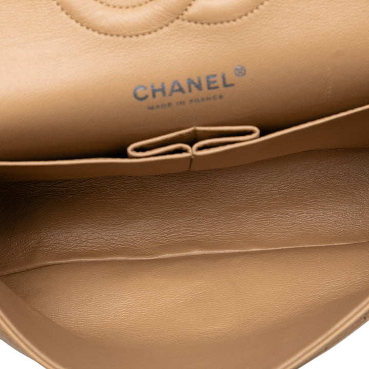 Chanel Medium Classic Cuir d’agneau Double rabat Marron