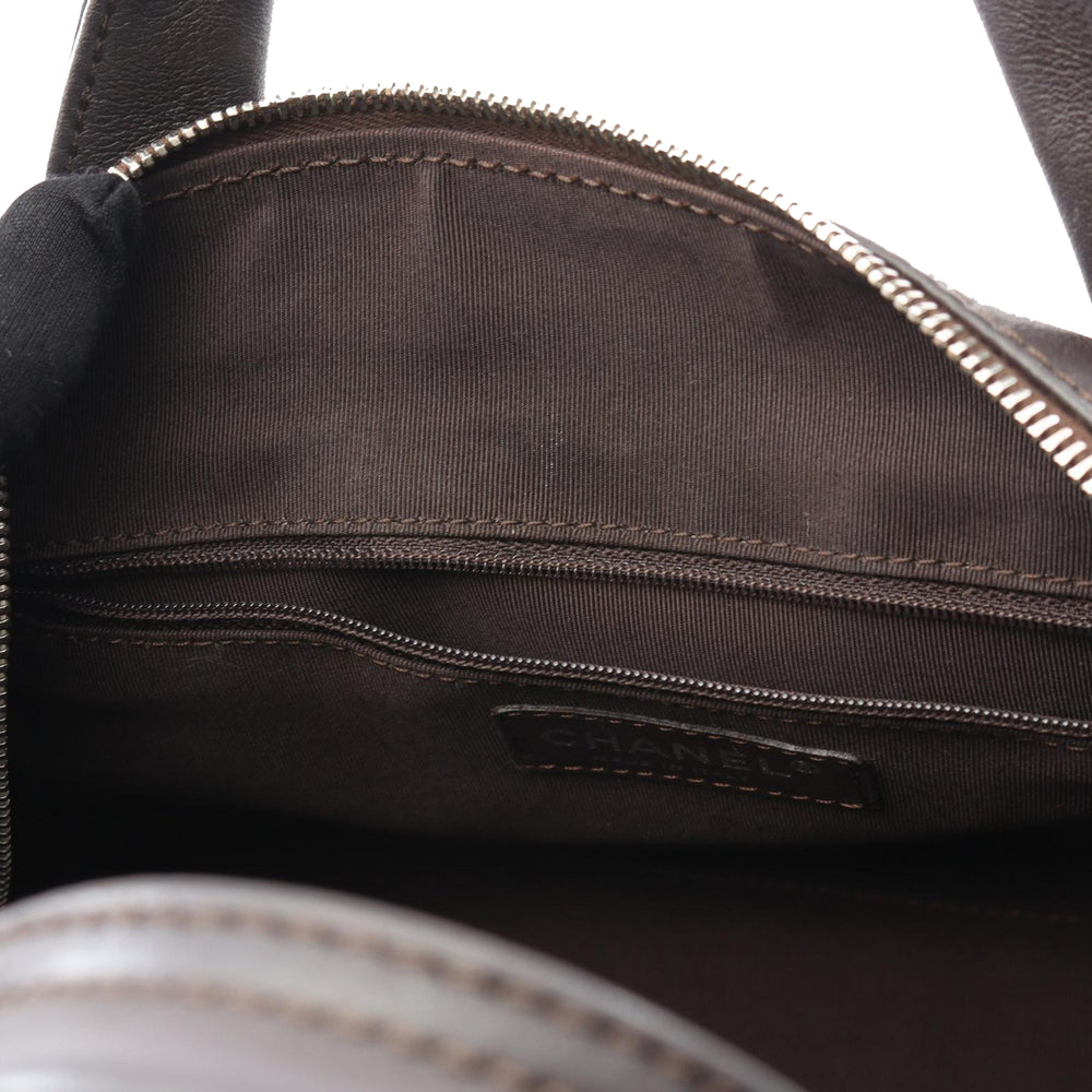 CC Chevron Quilted Lambskin Boston Bag Brown - Gaby Paris
