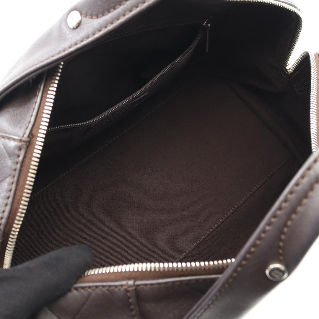 CC Chevron Quilted Lambskin Boston Bag Brown - Gaby Paris