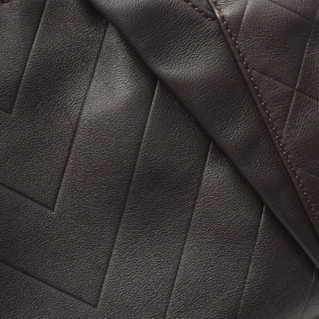 CC Chevron Quilted Lambskin Boston Bag Brown - Gaby Paris