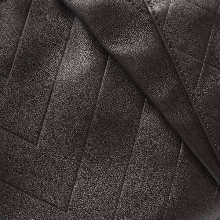 CC Chevron Quilted Lambskin Boston Bag Brown - Gaby Paris