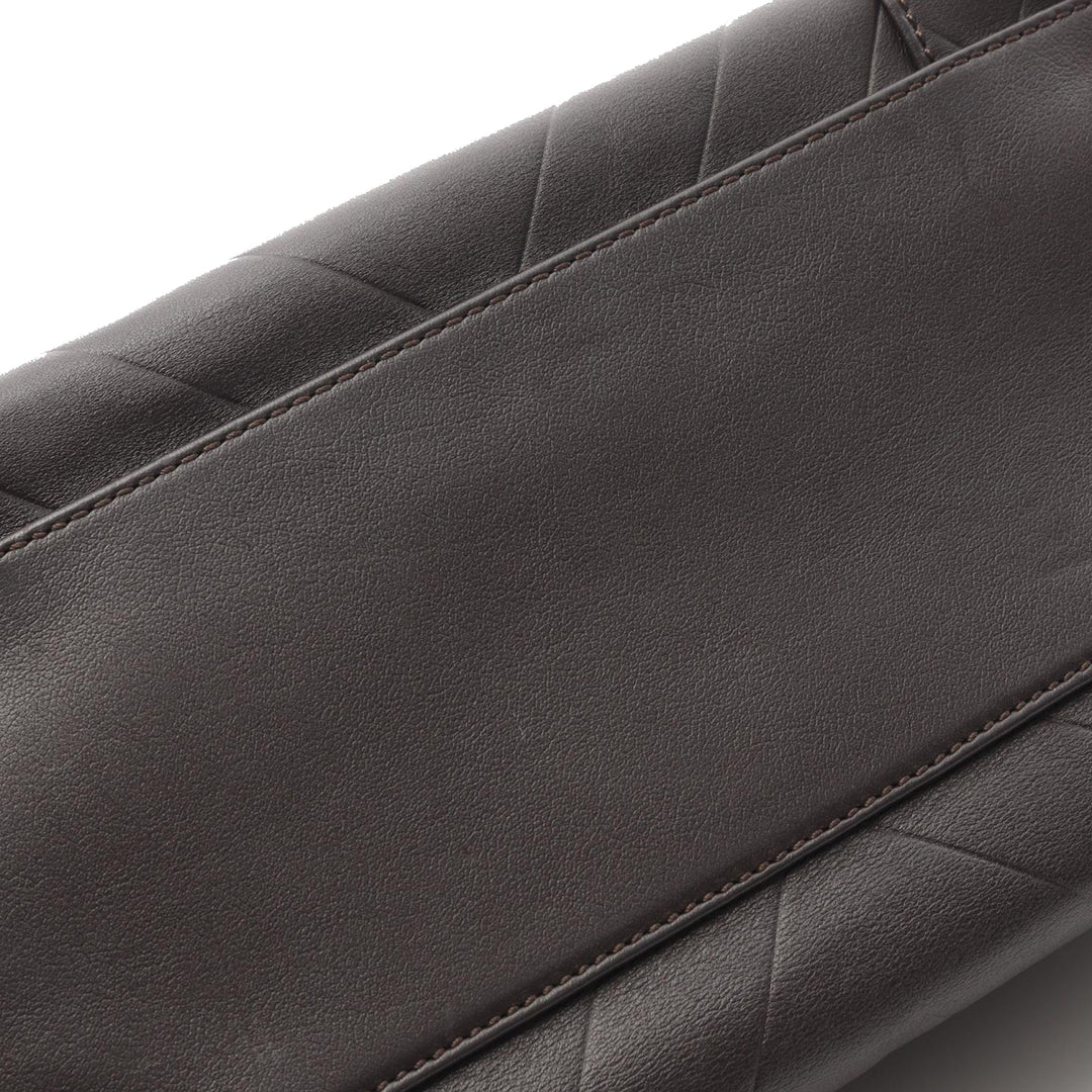 CC Chevron Quilted Lambskin Boston Bag Brown - Gaby Paris