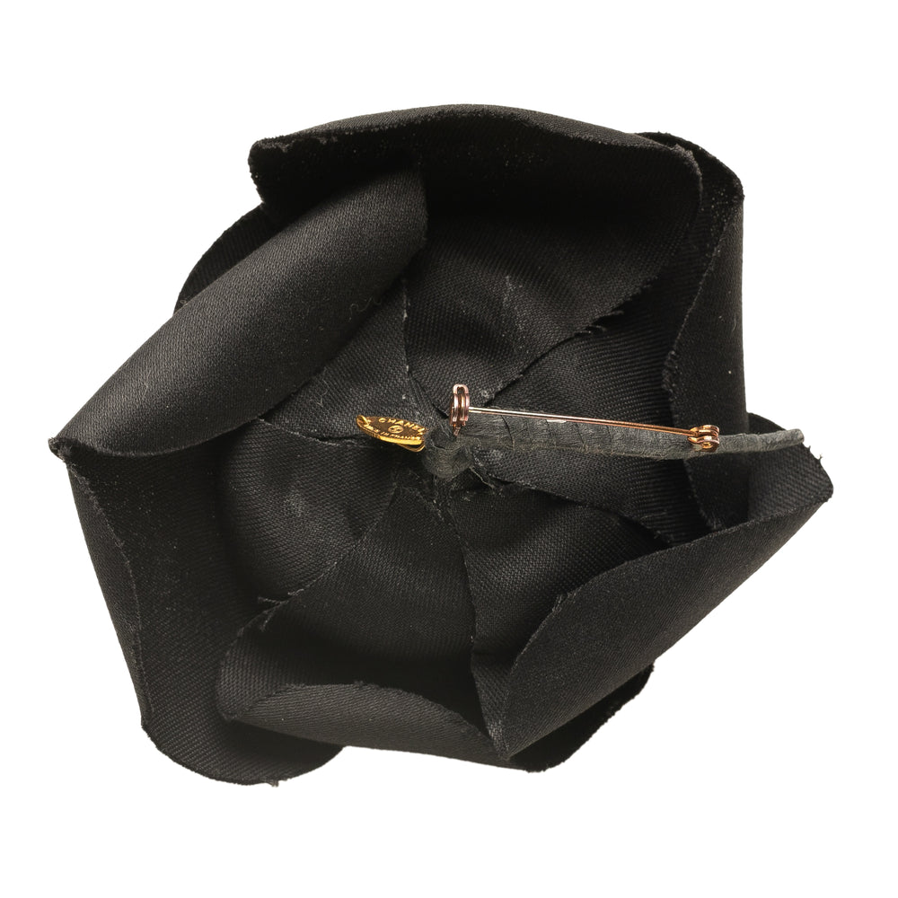 Cotton Camellia Brooch Black - Gaby Paris