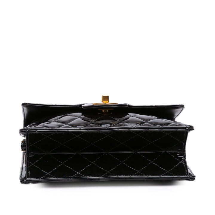 CC Quilted Patent Frame Flap Black - Gaby Paris