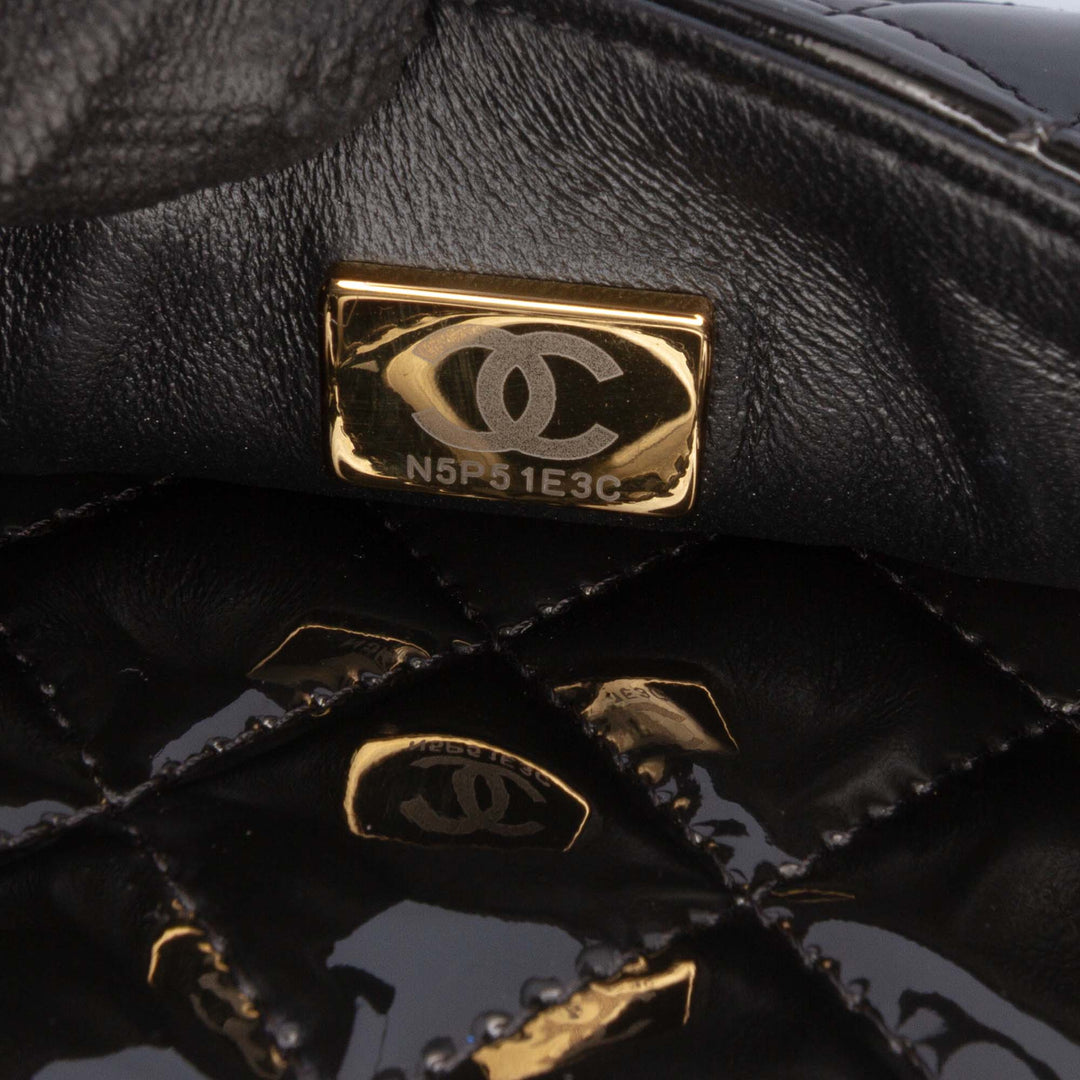 CC Quilted Patent Frame Flap Black - Gaby Paris