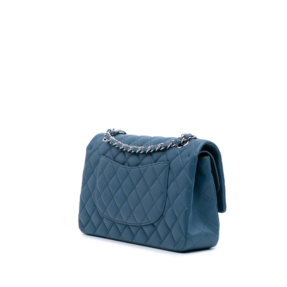 Medium Classic Lambskin Double Flap Blue - Gaby Paris