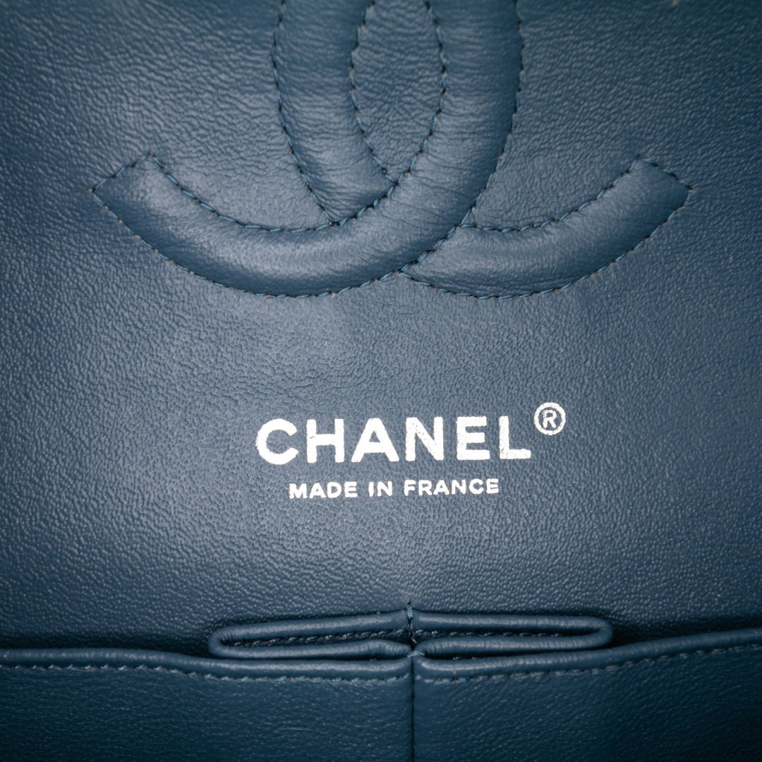Medium Classic Lambskin Double Flap Blue - Gaby Paris