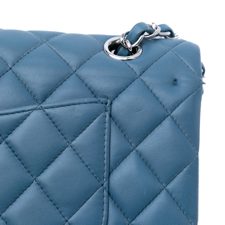 Medium Classic Lambskin Double Flap Blue - Gaby Paris