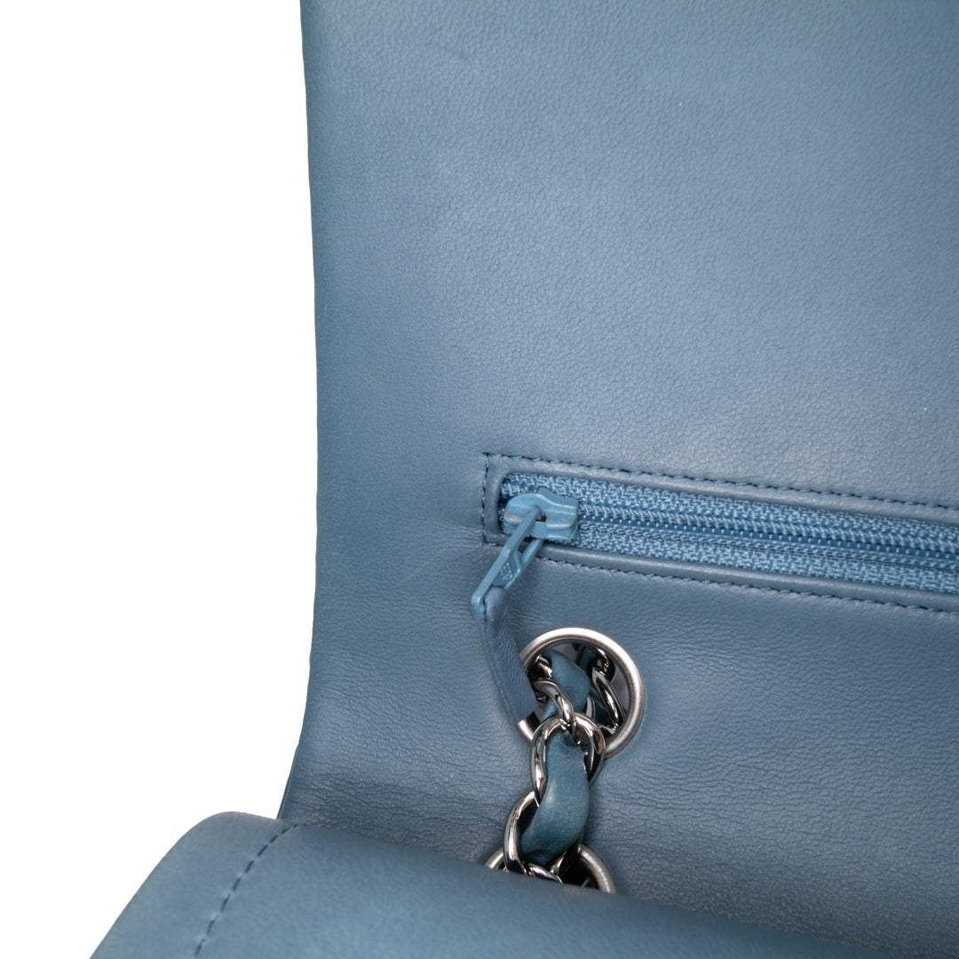 Medium Classic Lambskin Double Flap Blue - Gaby Paris