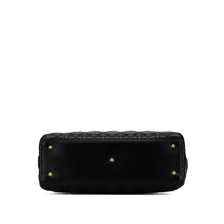Large Lambskin Cannage Lady Dior Black - Gaby Paris