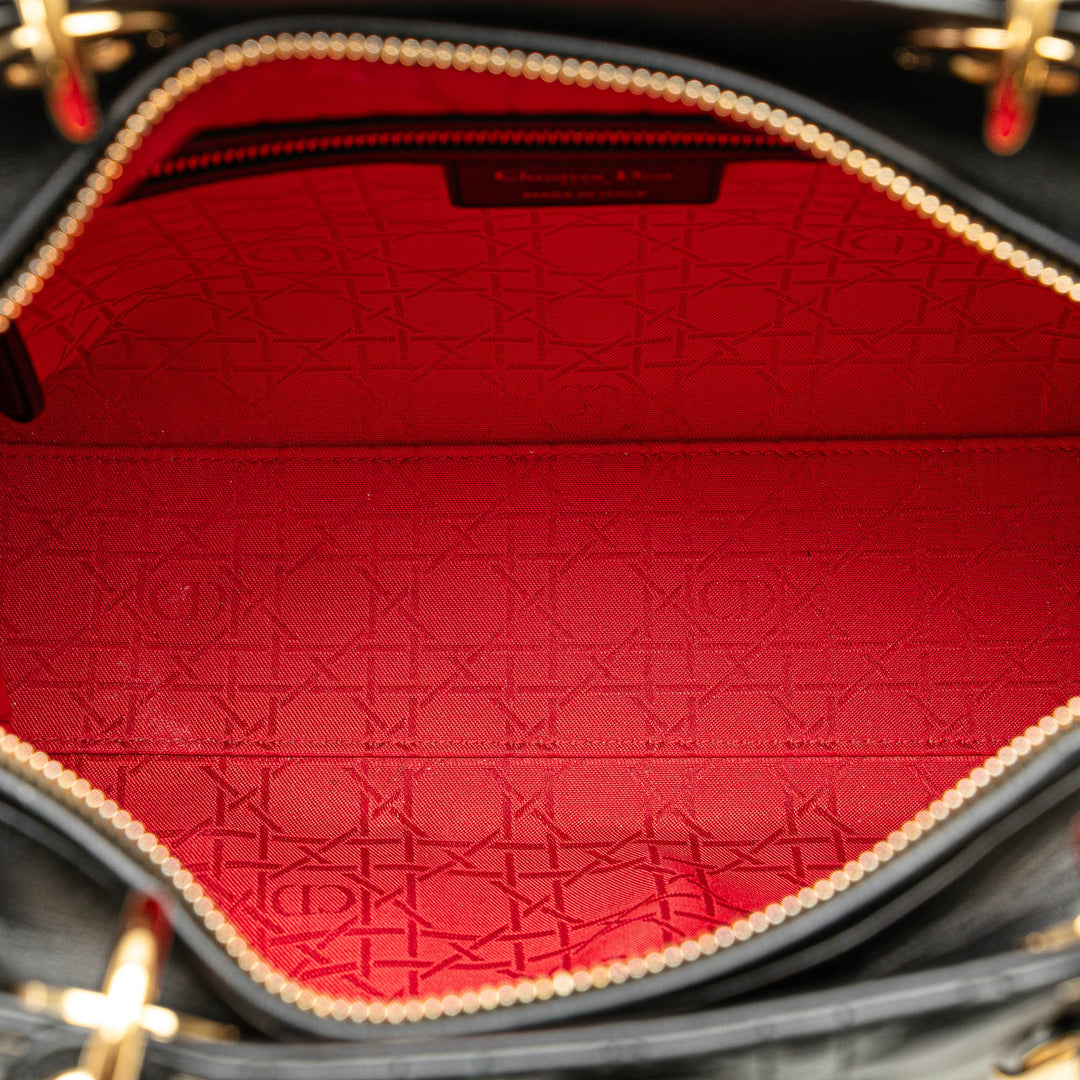 Large Lambskin Cannage Lady Dior Black - Gaby Paris