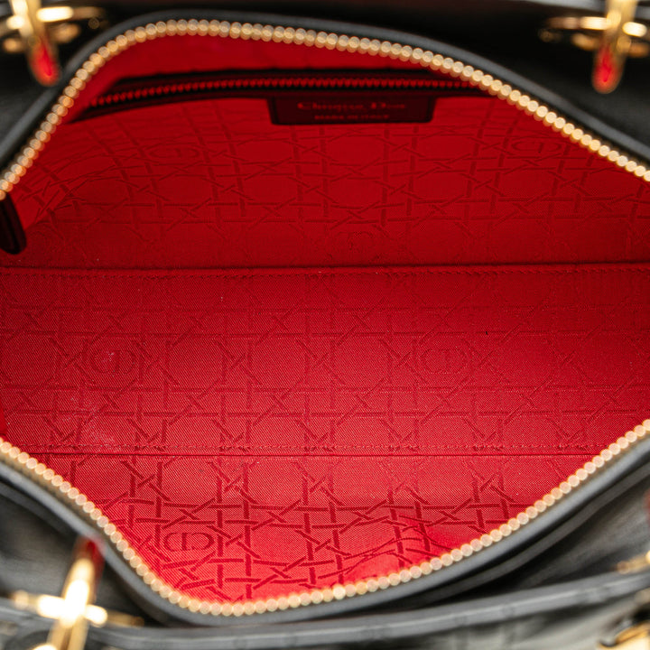 Large Lambskin Cannage Lady Dior Black - Gaby Paris