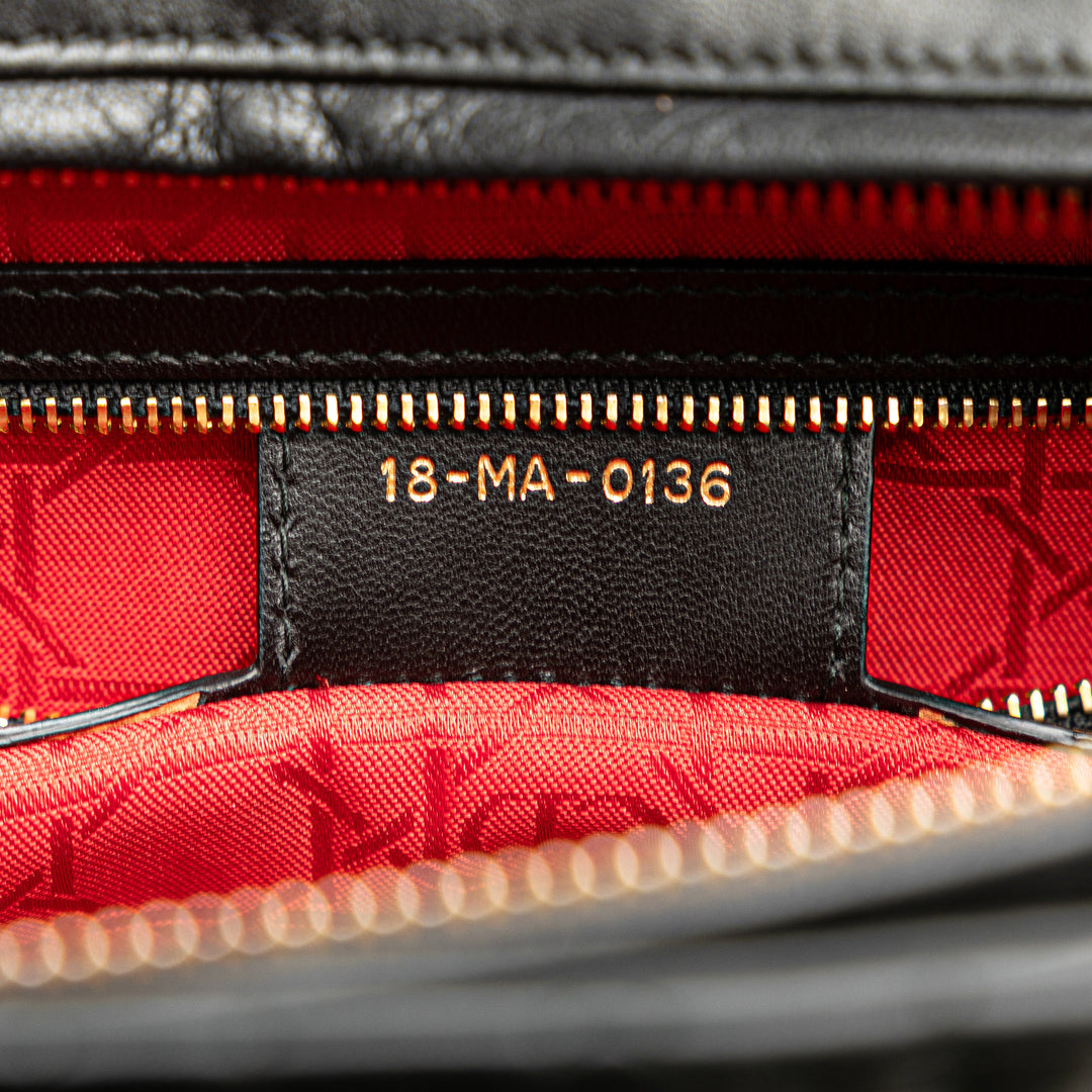 Large Lambskin Cannage Lady Dior Black - Gaby Paris