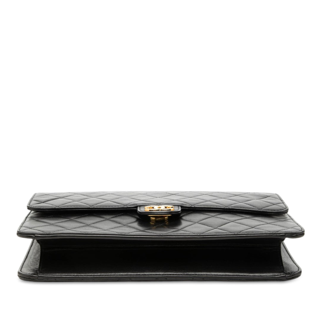 CC Matelassé Rabat simple Moyen Cuir d'agneau Noir