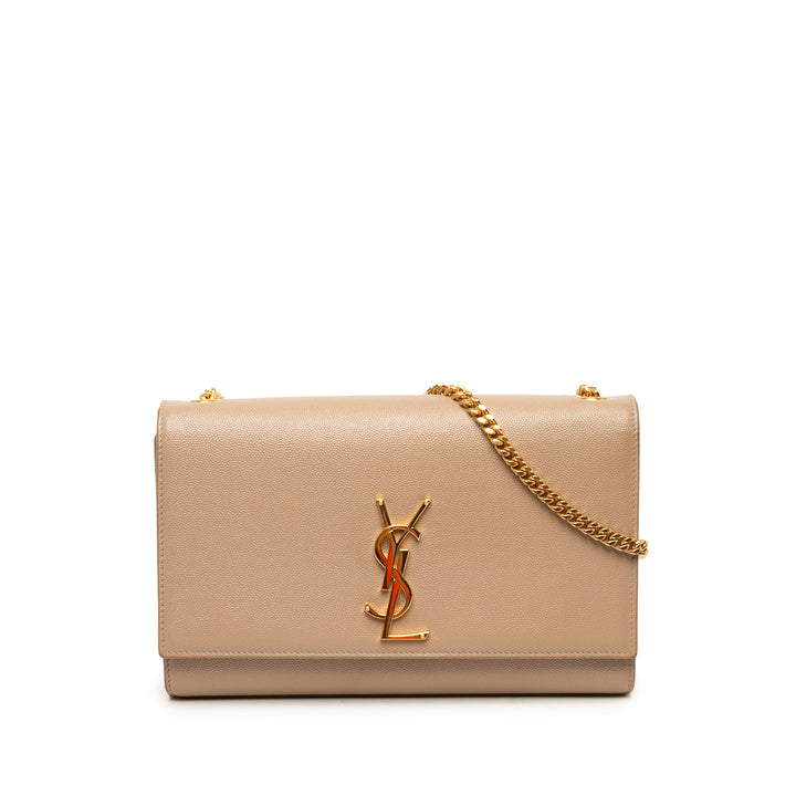 Saint Laurent Sac bandoulière Grain De Poudre Kate Monogram Moyen Beige – vue principale – GABY PARIS
