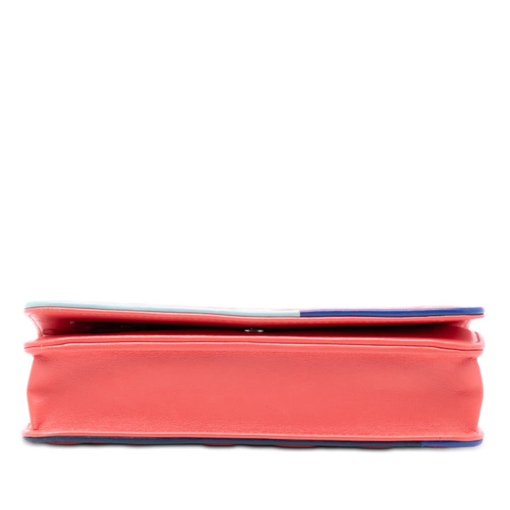Chanel CC Matelassé Cuir d’agneau Multicolor Border Rabat intégral Wallet on Chain