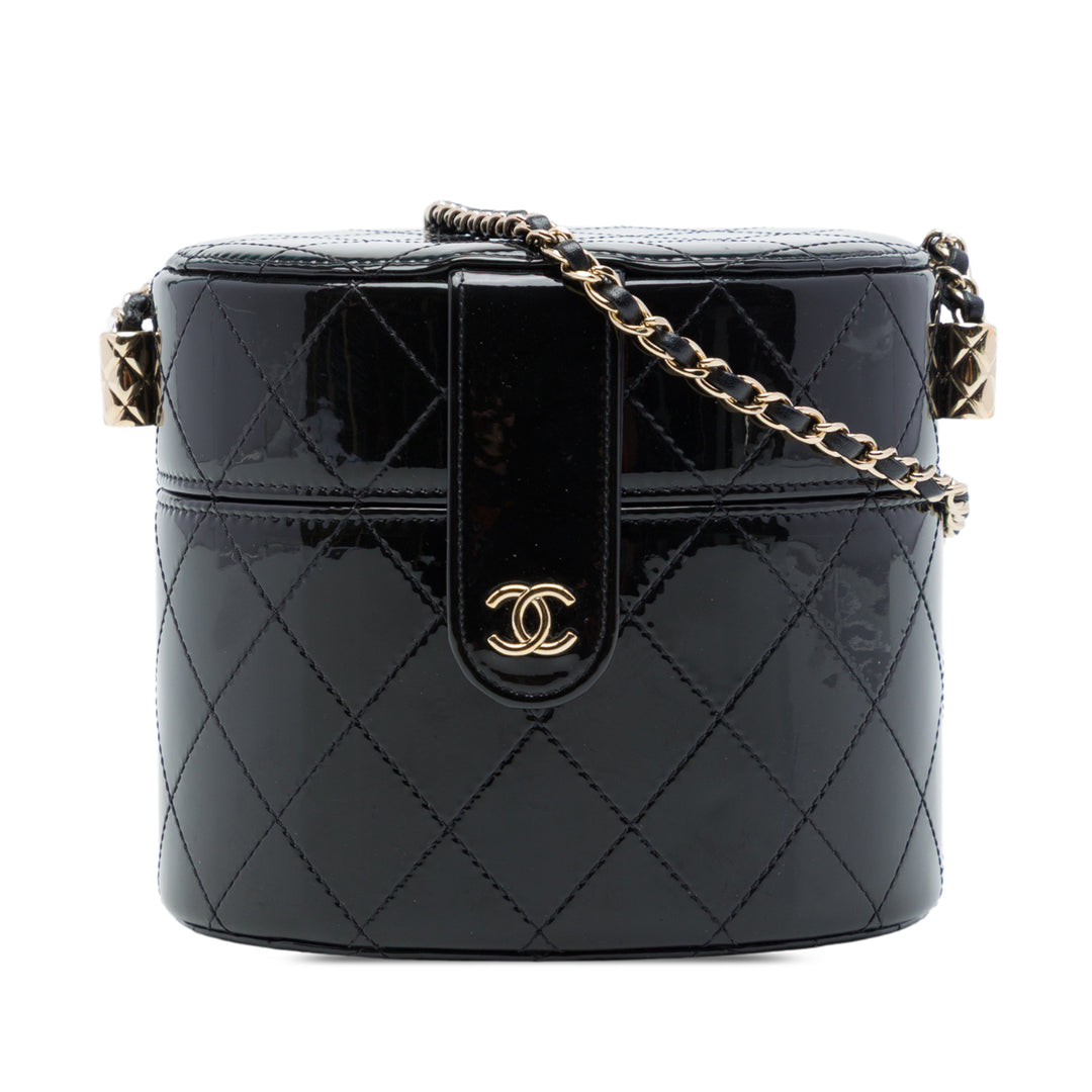Chanel CC Matelassé Rond Vanity Pochette avec chaîne Noir – vue principale – GABY PARIS