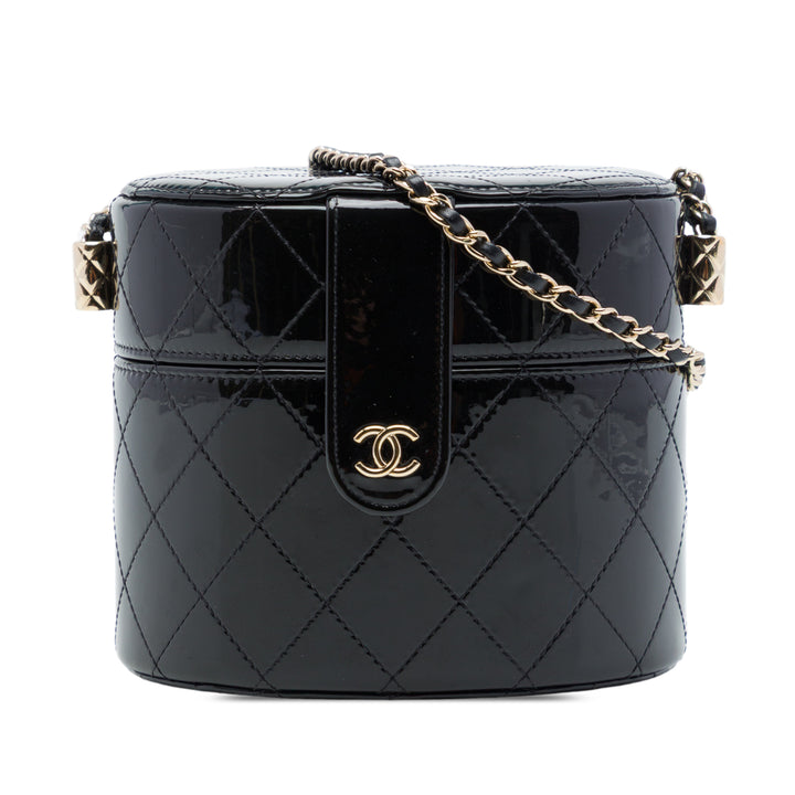 Chanel CC Matelassé Rond Vanity Pochette avec chaîne Noir – vue principale – GABY PARIS