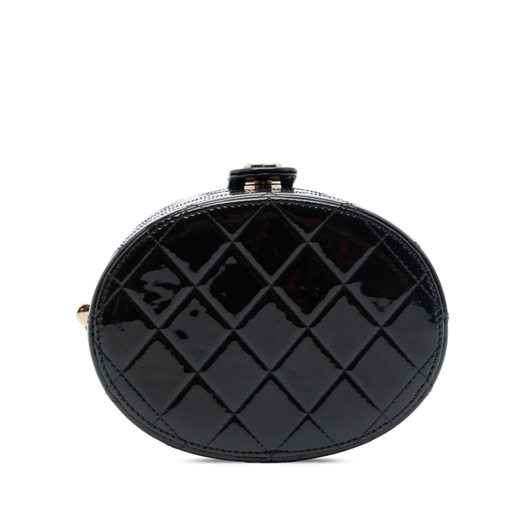 Chanel CC Matelassé Rond Vanity Pochette avec chaîne Noir – vue 3 – GABY PARIS