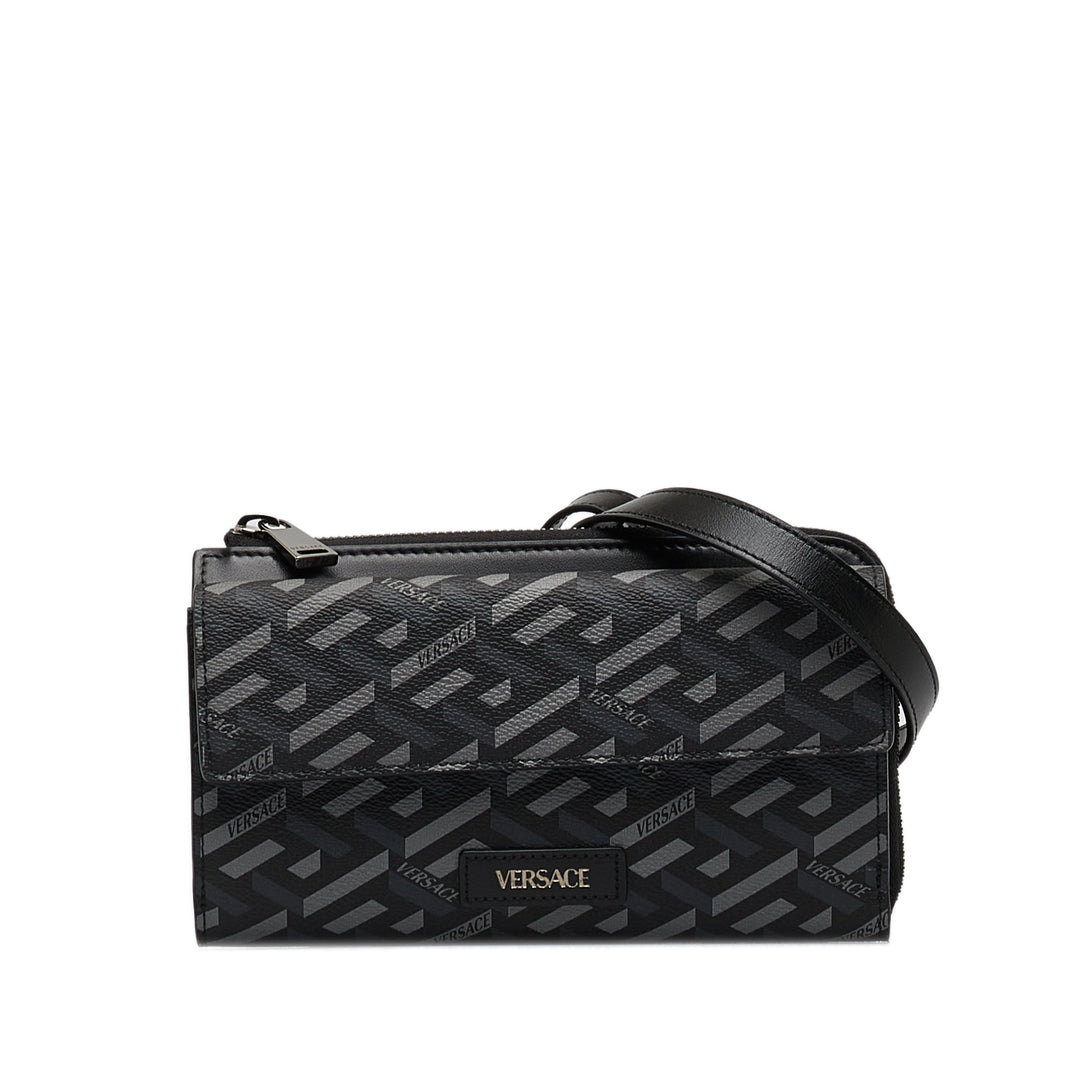 Versace La Greca Convertible Crossbody Bag Black - GABY PARIS