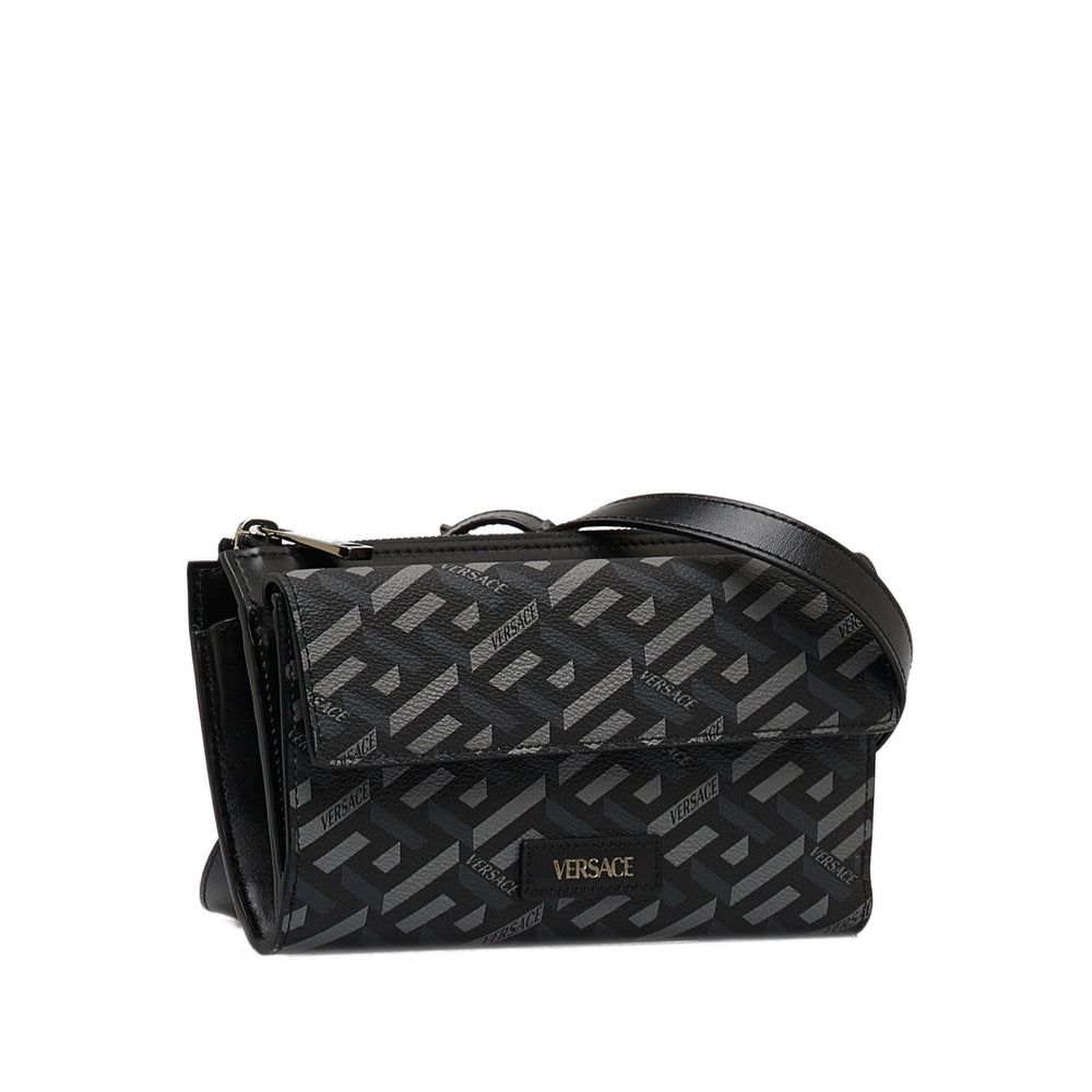 Versace La Greca Convertible Crossbody Bag Black - GABY PARIS