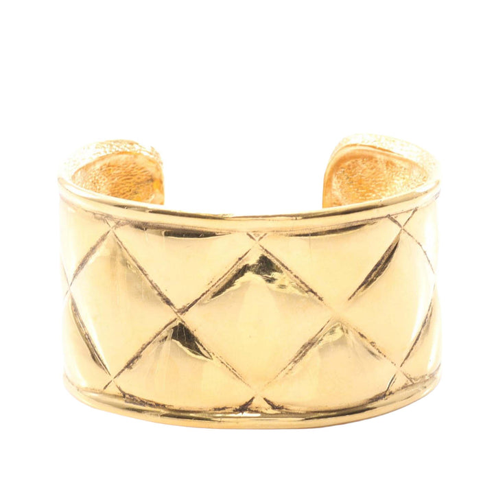 Chanel CC plaqué Matelassé Wide Cuff Bracelet