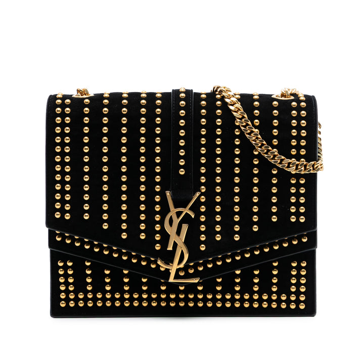 Saint Laurent Medium clouté Daim Monogram Sulpice Sac porté croisé