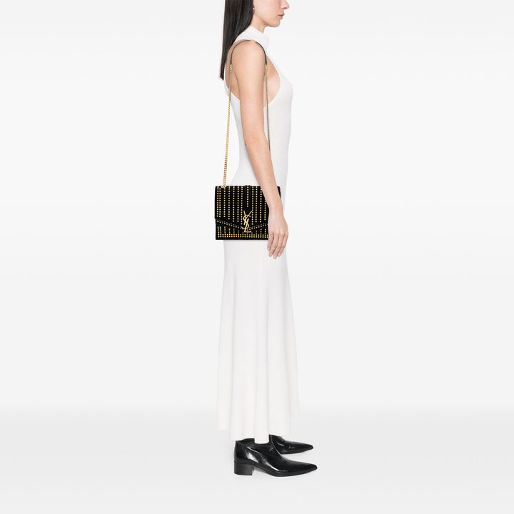 Saint Laurent Medium clouté Daim Monogram Sulpice Sac porté croisé