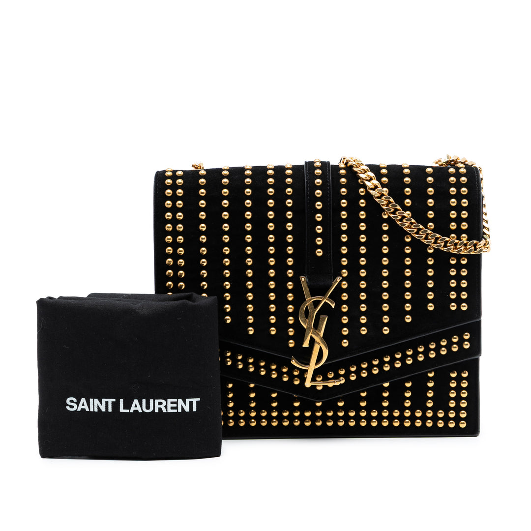 Saint Laurent Medium clouté Daim Monogram Sulpice Sac porté croisé