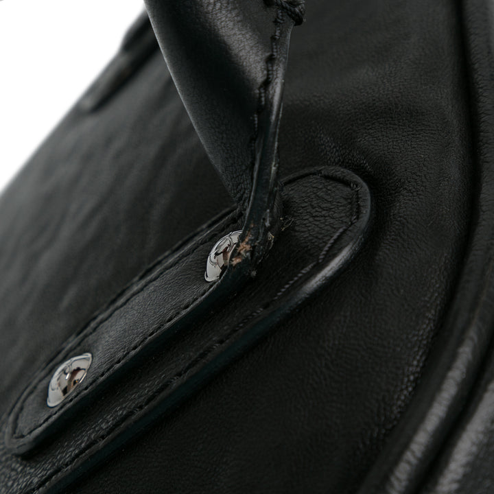 Cruise Line Large Calfskin Bowler Bag Black - Gaby Paris