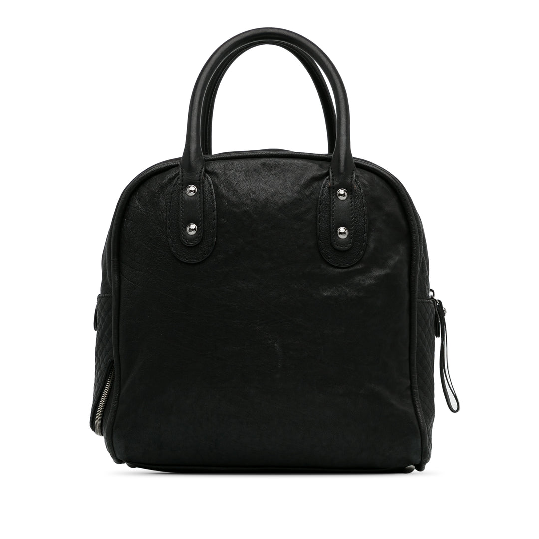 Cruise Line Large Calfskin Bowler Bag Black - Gaby Paris