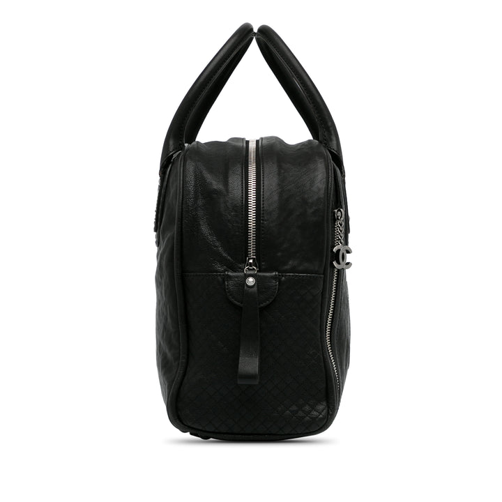 Cruise Line Large Calfskin Bowler Bag Black - Gaby Paris