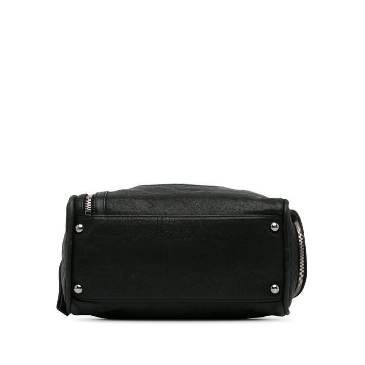 Cruise Line Large Calfskin Bowler Bag Black - Gaby Paris