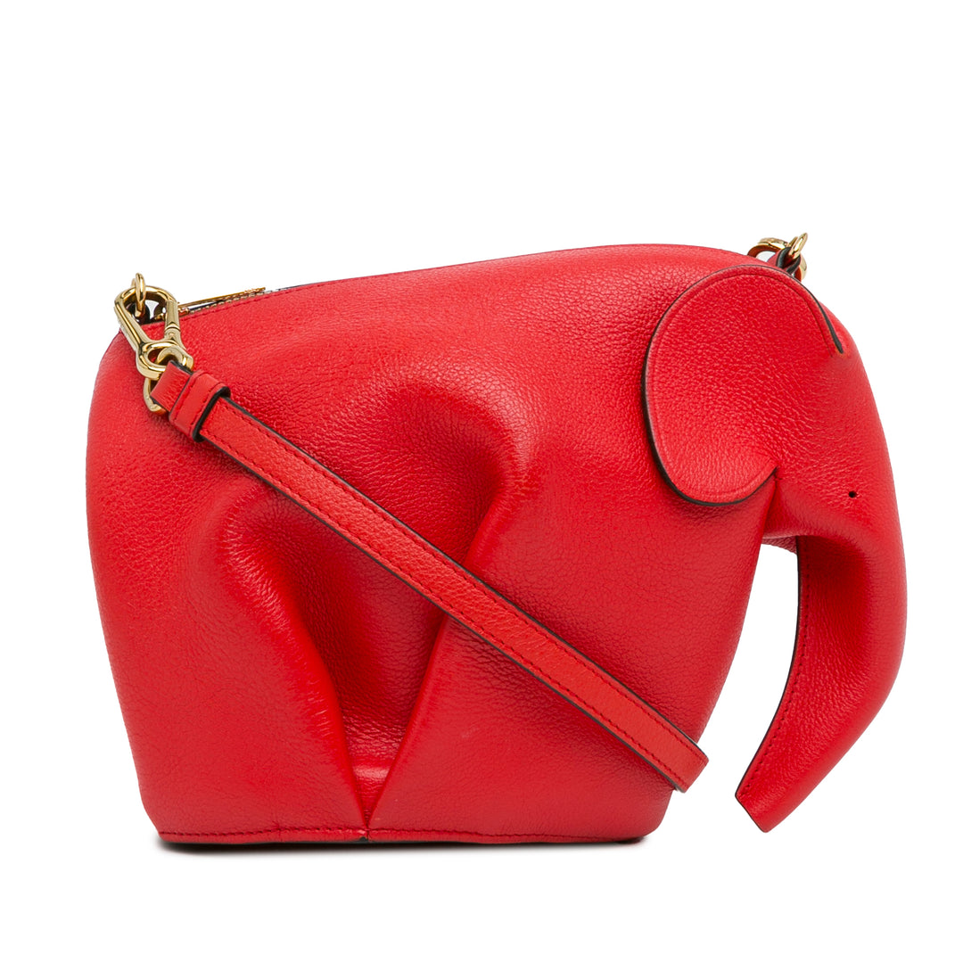 Mini Leather Elephant Crossbody Red - Gaby Paris