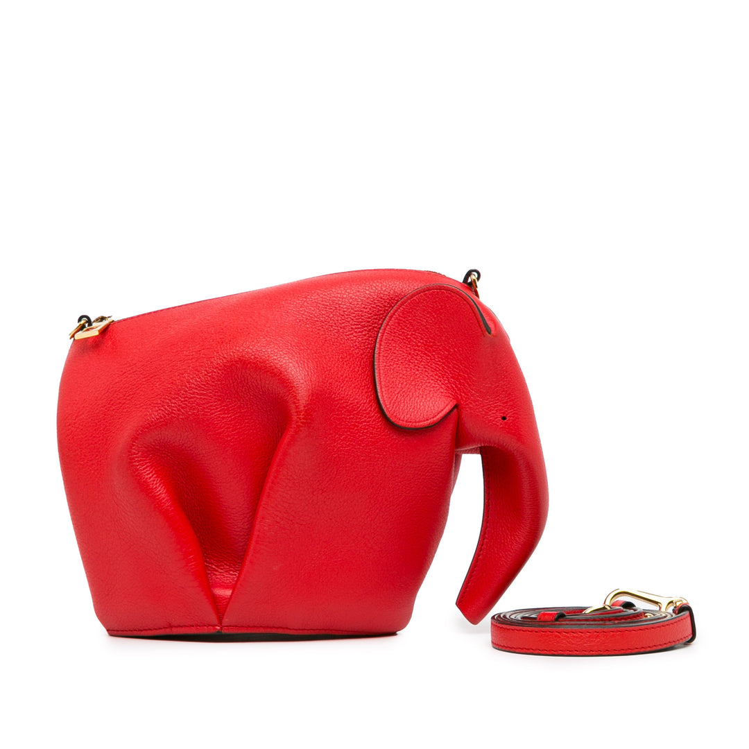 Mini Leather Elephant Crossbody Red - Gaby Paris