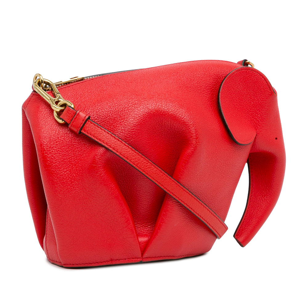 Mini Leather Elephant Crossbody Red - Gaby Paris