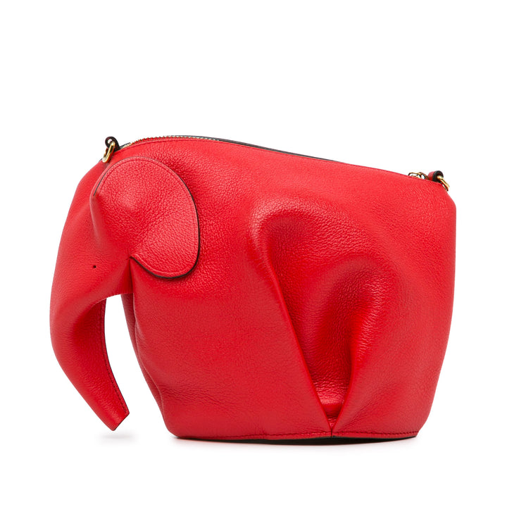 Mini Leather Elephant Crossbody Red - Gaby Paris