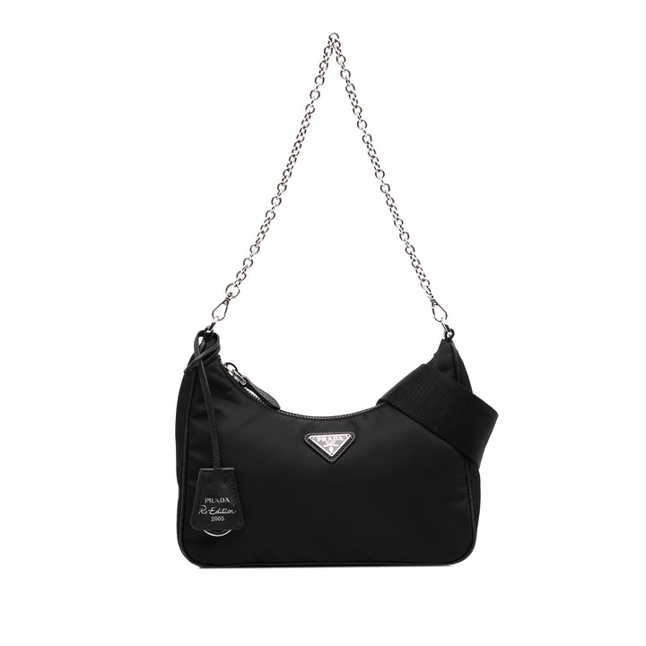 Prada Sac à main à finitions Re Edition 2005 Saffiano Mini Noir – vue principale – GABY PARIS
