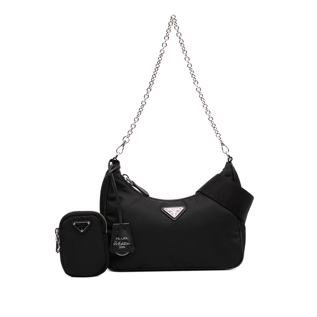 Prada Sac à main à finitions Re Edition 2005 Saffiano Mini Noir – vue 7 – GABY PARIS
