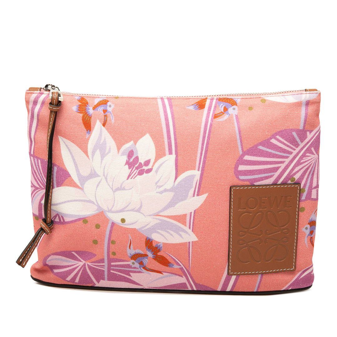 LOEWE Pochette Paulas Ibiza Waterlily Imprimé Rose – vue principale – GABY PARIS
